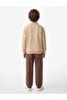 Button Detailed Printed Long Sleeve Polo Collar Sweatshirt - 4