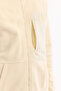 Men's Ecru Stand Collar Zippered Soft Touch Fleece Regular Fit Sweatshirt A52Y1207 - 6