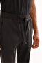 Men's Black Lace-Up Waistband, Inner Lined, Elastane Technical Fabric, Regular Fit Sweatpants A52Y3401 - 4