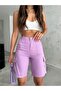 Cargo Pocketed High-Waist Stretchy Bermuda Shorts - 2