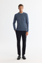 Men's Indigo Textured Basic Sweater E 005110 - 6