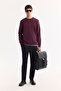 Men's Burgundy Crew Neck Cotton Bi-Stretch Printed Regular Fit Sweatshirt A52Y1325 - 7