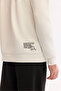 Men's Ecru Hooded Cotton Bi-Stretch Printed Regular Fit Sweatshirt A52Y1211 - 4