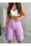 Cargo Pocketed High-Waist Stretchy Bermuda Shorts