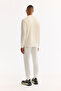 Men's Ecru Stand Collar Zippered Soft Touch Printed Regular Fit Sweatshirt A52Y1273 - 4