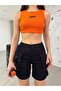Black Cargo Pocket High Waist Stretchy Denim Shorts - 5