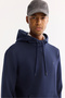 Men's Navy Blue Hooded Cotton Bi-Stretch Regular Fit Sweatshirt A52Y1201 - 8