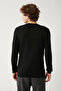 Men's Black Crew Neck Cotton Knitwear Sweater E 005105 - 4