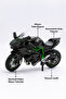 Black Kawasaki Ninja H2R Model Motorcycle with Stand, Fine Detail Decoration and Toy Motorcycle 12 cm - 3