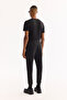 Men's Black Lace-Up Waistband, Inner Lined, Elastane Technical Fabric, Regular Fit Sweatpants A52Y3401 - 3