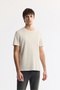 Men's Beige Crew Neck Soft Touch Basic Regular Fit T-Shirt B001171