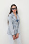 Women's Long Sleeve Single Button Jean Jacket Light Blue - 4