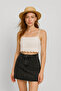 High Waist Tasseled Mini Jean Skirt