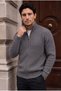 Marlow Anti-Peeling Anti-Pilling Ribbed Stand Collar Zippered Men's Knitwear Cardigan - Smoked - 6