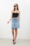 Women's Straight Skinny Jean Skirt Light Blue - 4