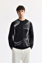 Men's Black Crew Neck Bi-Stretch Interlock Regular Fit Sweatshirt A51Y1221