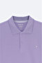 Men's Lilac Non-Curling Polo Neck 100% Cotton Basic Regular Fit T-Shirt B001032 - 8