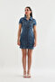 Short Sleeve Front Buttoned Jean Dress Blue - 6
