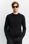 Men's Black Crew Neck Viscose Blend Basic Knitwear Regular Fit Sweater B005021 - 5