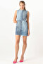 Women's Sleeveless Jean Dress with Crew Neck - 6