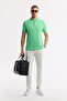 Men's Neon Green Non-Curling Polo Neck 100% Cotton Basic Regular Fit T-Shirt B001032 - 7