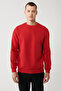 Men's Red Crew Neck Raised 3 Thread Cotton Sweatshirt E 001017 - 5