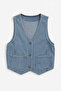 Women's Pocketed 100% Cotton Jean Vest - 2