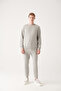 Men's Gray Crew Neck 3 Thread Raised Cotton Sweatshirt E 001017 - 5