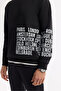 Men's Black Crew Neck Printed Bi-Stretch Interlock Regular Fit Sweatshirt A51Y1237 - 2