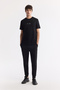 Men's Black Crew Neck Printed Bi-Stretch Interlock Regular Fit T-Shirt A51Y1006 - 5