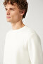 Men's White Crew Neck 3 Thread Raised Cotton Sweatshirt E 001017 - 2
