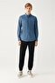 Men's Indigo Buttoned Collar Basic 100% Cotton Shirt B 002030 - 5