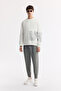 Men's White Crew Neck Printed Bi-Stretch Interlock Regular Fit Sweatshirt A51Y1237 - 6