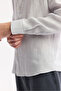 Men's Ice Gray Button down Collar 100% Linen Comfort Fit Shirt B002191 - 3