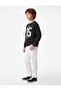 Printed Crew Neck Long Sleeve Cotton Sweatshirt - 2