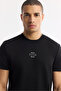 Men's Black Crew Neck Printed Bi-Stretch Interlock Regular Fit T-Shirt A51Y1162 - 2