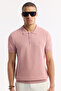 Men's Pink Polo Neck Viscose Blended Basic Knitwear Regular Fit T-Shirt B005120 - 5