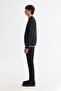 Men's Black Crew Neck 3 Thread Raised Sweatshirt B 001033 - 3
