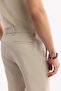 Men's Beige Elastic Waist Bi-Stretch Chino Slim Fit Trousers B003033 - 5