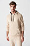 Men's Beige Hooded Raised 3 Thread Cotton Sweatshirt E 001018 - 4