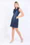 Women's Dark Blue Zippered Dress - 5