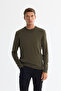Men's Khaki Crew Neck Viscose Blend Basic Knitwear Regular Fit Sweater B005021