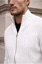 Marlow Anti-Peeling Anti-Pilling Ribbed Stand Collar Zippered Men's Knitwear Cardigan - Ecru - 3