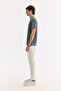 Men's Khaki Crew Neck Bi-Stretch Soft Touch Basic Regular Fit T-Shirt B001031 - 3