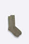 Men's Khaki Cotton Socks A42Y8522 - 2
