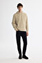 Men's Beige Hooded Printed Elastane Regular Fit Sweatshirt A42Y1332 - 6