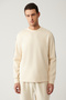 Men's Beige Crew Neck Interlock Printed Regular Fit Sweatshirt A41Y1203 - 3