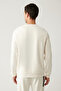 Men's Ecru Crew Neck Printed Soft Touch Regular Fit Sweatshirt A41Y1224 - 4