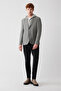 Men's Gray Removable Hooded Wool Jacket A32Y4017 - 6