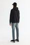 Men's Black Hooded Printed Elastane Regular Fit Sweatshirt A42Y1332 - 4